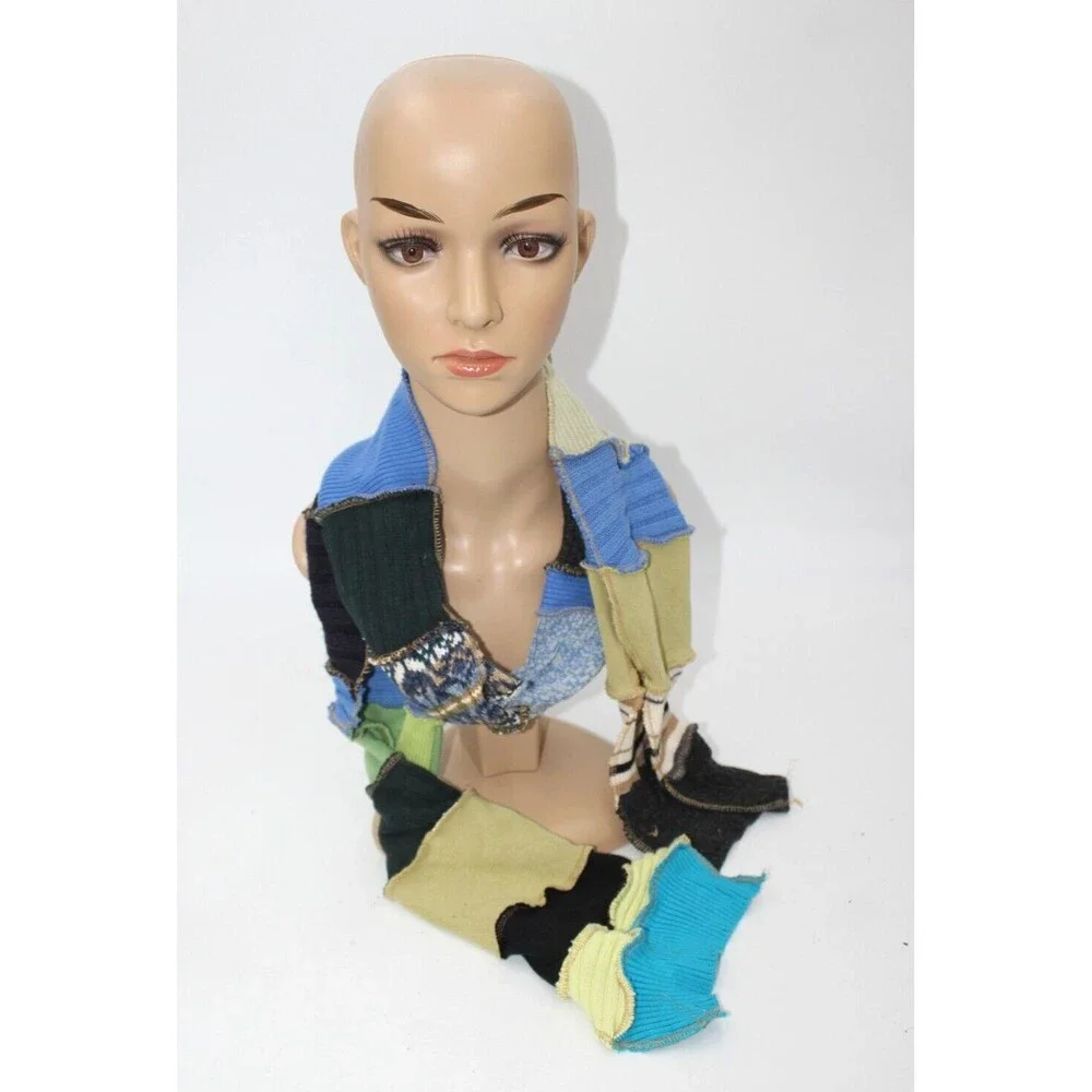 Scarf Upcycled Green Blue Black Sweaters Winter Wedding 64